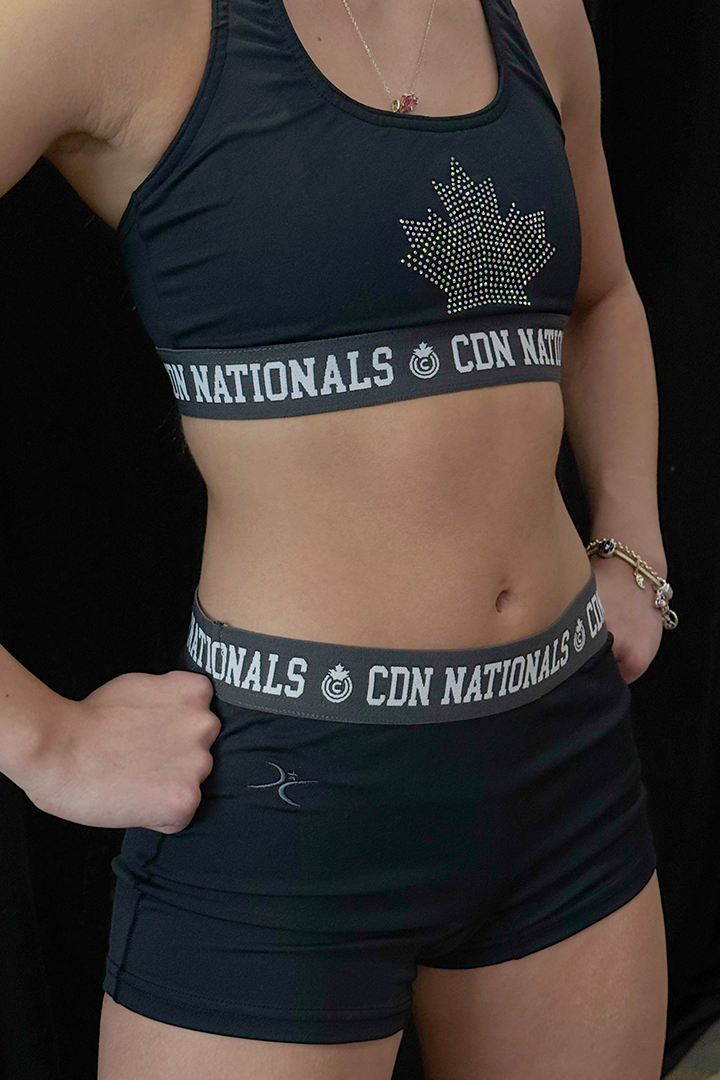 Nationals Rhinestone Elastic Sports Shorts