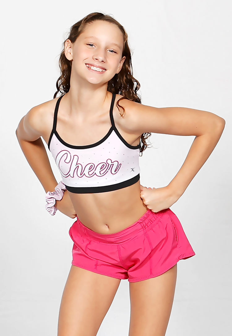 Cheer Rhinestone Sports Bra + Scrunchie Set