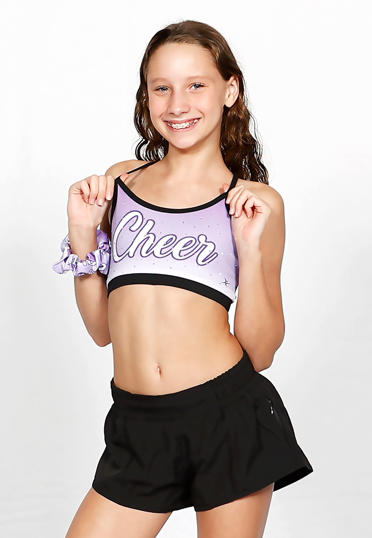 Cheer Rhinestone Sports Bra + Scrunchie Set