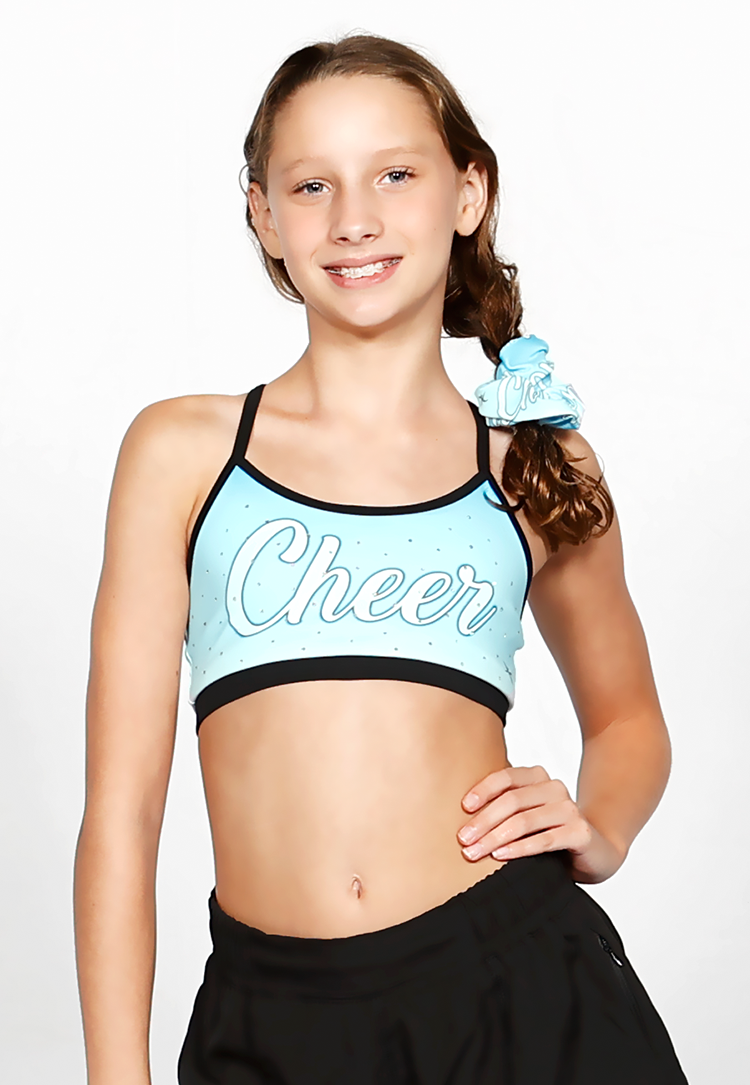 Cheer Rhinestone Sports Bra + Scrunchie Set