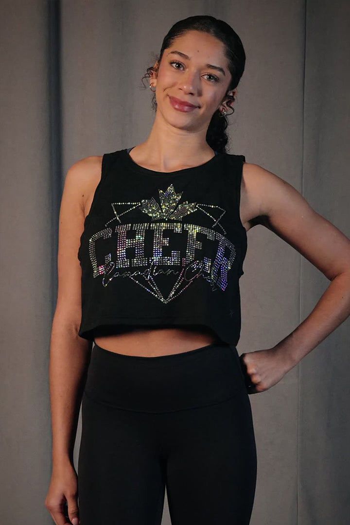 Canadian Cheer Rhinestone Crop Tank